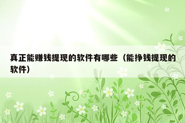 真正能赚钱提现的软件有哪些（能挣钱提现的软件）