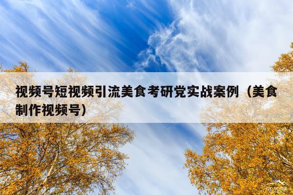 视频号短视频引流美食考研党实战案例(美食制作视频号)
