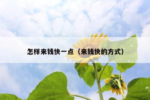 怎样来钱快一点(来钱快的方式)