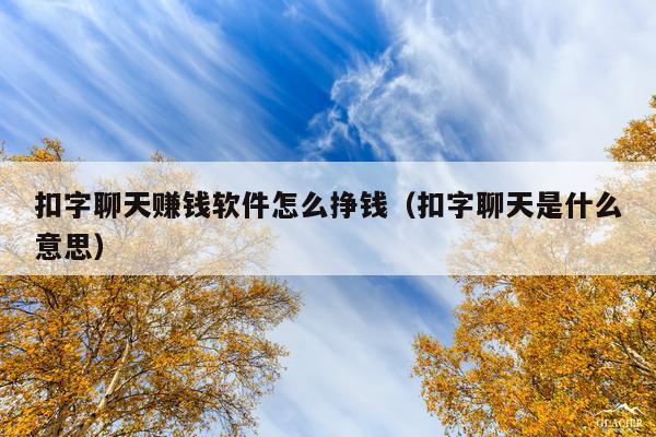 扣字聊天赚钱软件怎么挣钱(扣字聊天是什么意思)