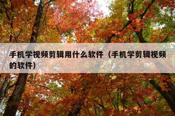 手机学视频剪辑用什么软件(手机学剪辑视频的软件)