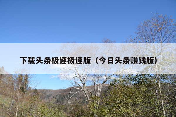 下载头条极速极速版(今日头条赚钱版)