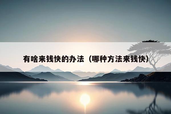 有啥来钱快的办法(哪种方法来钱快)