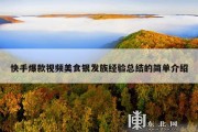 快手爆款视频美食银发族经验总结的简单介绍