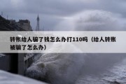 转账给人骗了钱怎么办打110吗（给人转账被骗了怎么办）