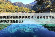 遇到电信诈骗最快解决方法（遇到电信诈骗最快解决方法是什么）