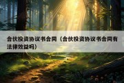 合伙投资协议书合同（合伙投资协议书合同有法律效益吗）