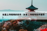 批量上传视频的软件（批量上传视频软件推荐）