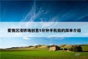 爱情沉浸转场创意5分钟手机拍的简单介绍