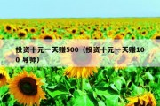 投资十元一天赚500（投资十元一天赚100 导师）