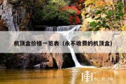 机顶盒价格一览表（永不收费的机顶盒）