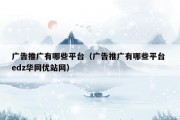 广告推广有哪些平台（广告推广有哪些平台 edz华网优站网）