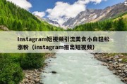 Instagram短视频引流美食小白轻松涨粉（instagram推出短视频）