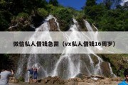 微信私人借钱急需（vx私人借钱16周岁）