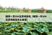 赚钱一天200元游戏微信（赚钱一天200元游戏微信怎么提现）