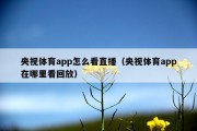 央视体育app怎么看直播（央视体育app在哪里看回放）