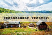 企业资讯服务是做什么的（企业资讯怎么写）