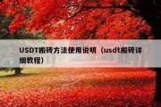 USDT搬砖方法使用说明（usdt搬砖详细教程）