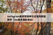 Instagram美食短视频引流宝妈教程教学（ins美食摄影博主）