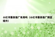 小红书薯条推广有用吗（小红书薯条推广期望提升）