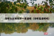 泡吧社区如何开一家酒吧（泡吧是酒吧吗）