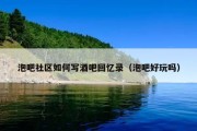 泡吧社区如何写酒吧回忆录（泡吧好玩吗）