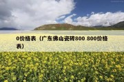 0价格表（广东佛山瓷砖800 800价格表）