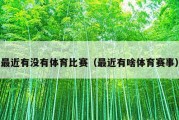 最近有没有体育比赛（最近有啥体育赛事）