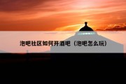 泡吧社区如何开酒吧（泡吧怎么玩）