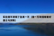 实在借不到钱了急用一万（借一万块钱哪里好借立马到账）
