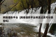 网络借款平台（网络借款平台利息过高可以报警吗）