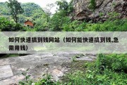 如何快速搞到钱网站（如何能快速搞到钱,急需用钱）