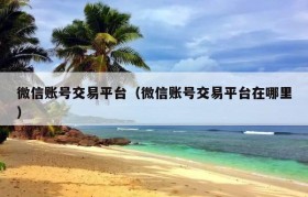 微信账号交易平台（微信账号交易平台在哪里）