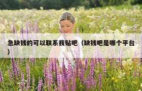 急缺钱的可以联系我贴吧（缺钱吧是哪个平台）