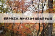 爱情身份互换1分钟银发族手机拍的简单介绍