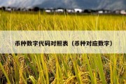 币种数字代码对照表（币种对应数字）
