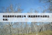 英超最新积分战报公布（英超最新积分战报公布表）