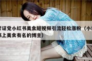 考证党小红书美食短视频引流轻松涨粉（小红书上美食有名的博主）