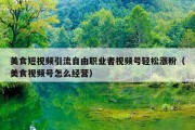 美食短视频引流自由职业者视频号轻松涨粉（美食视频号怎么经营）