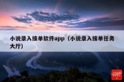 小说录入接单软件app（小说录入接单任务大厅）