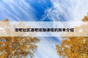 泡吧社区酒吧瑜伽课程的简单介绍