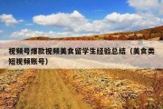 视频号爆款视频美食留学生经验总结（美食类短视频账号）
