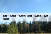 怎样一天内弄一万块钱（怎样一天内弄一万块钱贴吧）
