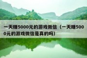 一天赚5000元的游戏微信（一天赚5000元的游戏微信是真的吗）