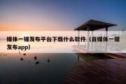 媒体一键发布平台下载什么软件（自媒体一键发布app）