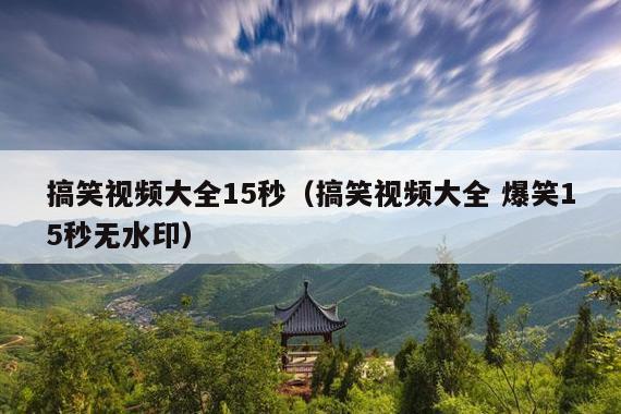 搞笑视频大全15秒(搞笑视频大全 爆笑15秒无水印)