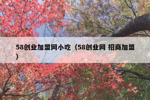 58创业加盟网小吃(58创业网 招商加盟)