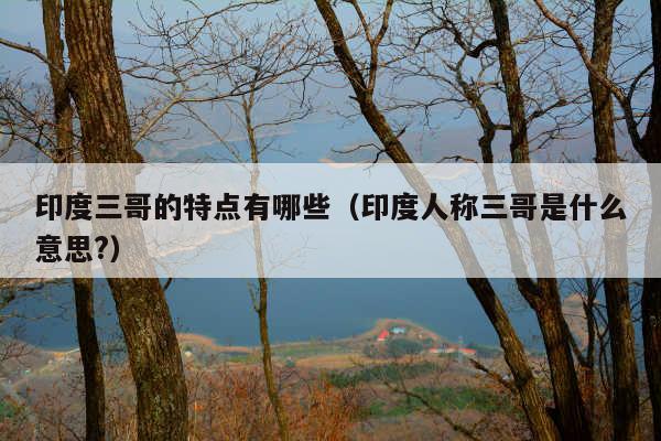 印度三哥的特点有哪些(印度人称三哥是什么意思?)