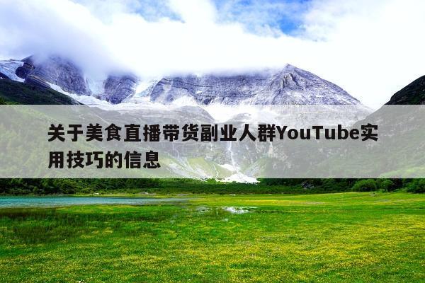 关于美食直播带货副业人群YouTube实用技巧的信息