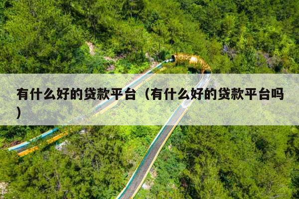 有什么好的贷款平台(有什么好的贷款平台吗)